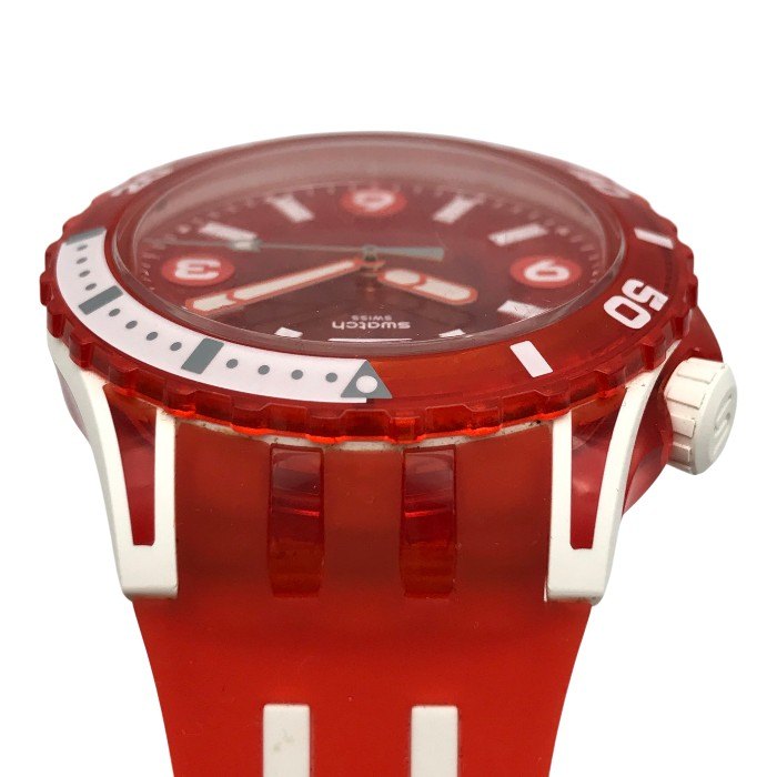 Swatch スウォッチ SCUBAQUA スウォッチ 腕時計 メンズ アナログ クォーツ ラウンド 透明 レッド/ホワイト SSCU09R100 中古 T1