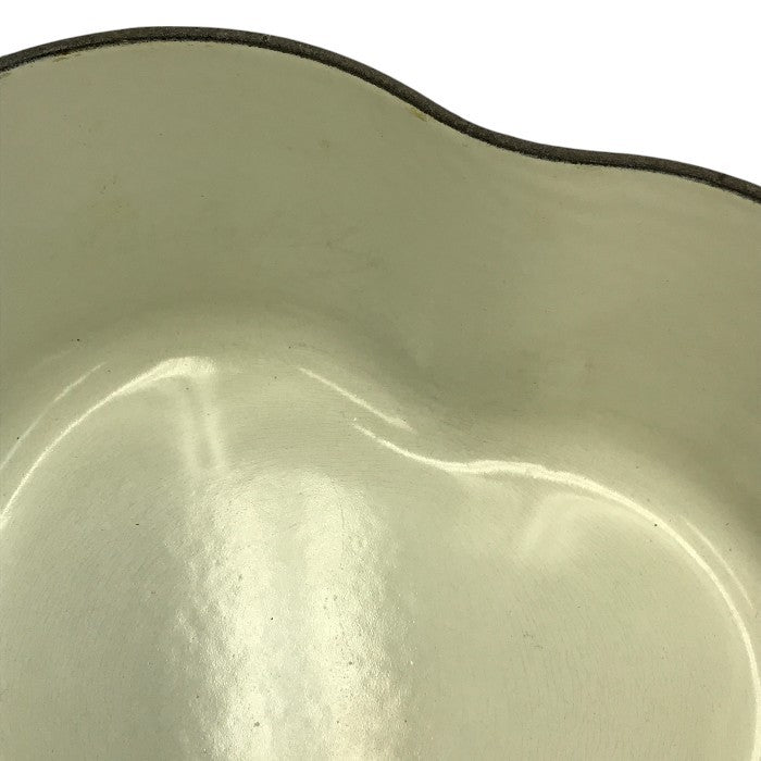 LE CREUSET ル・クルーゼ ココットダムール 両手鍋 2L ハート型 蓋付き 鋳物 ホーロー IH対応 ホワイト 中古 T1