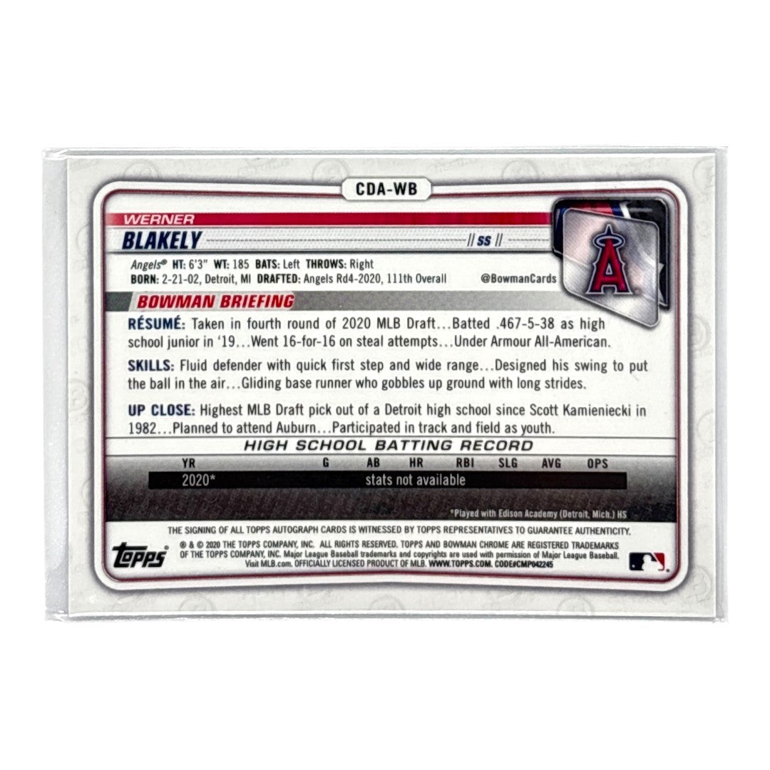 TOPPS MLBカード BOWMAN CHROME 1ST WERNER BLAKELY ANGELS /150 #CDA-WB 中古 IT1
