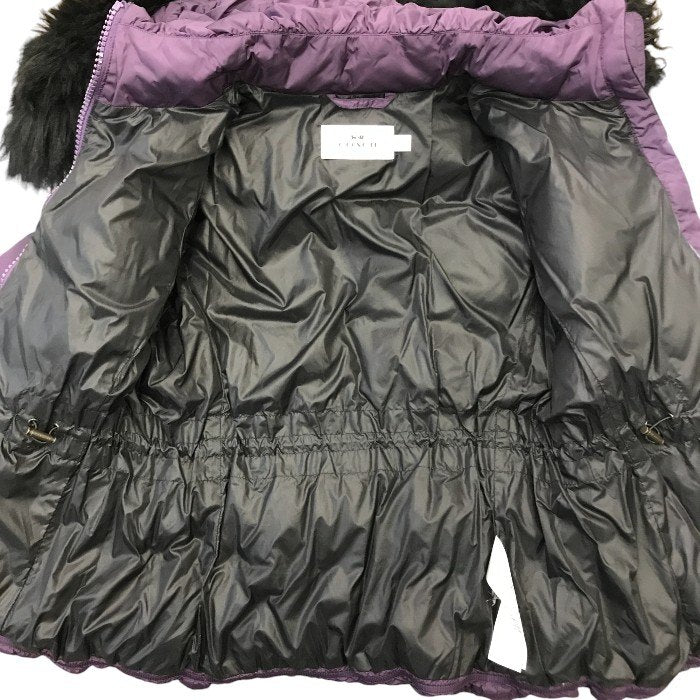 COACH コーチ ダウンジャケット レディース ミドル丈 ファー フード 取り外し可 パープル Sサイズ F57029 中古 T1
