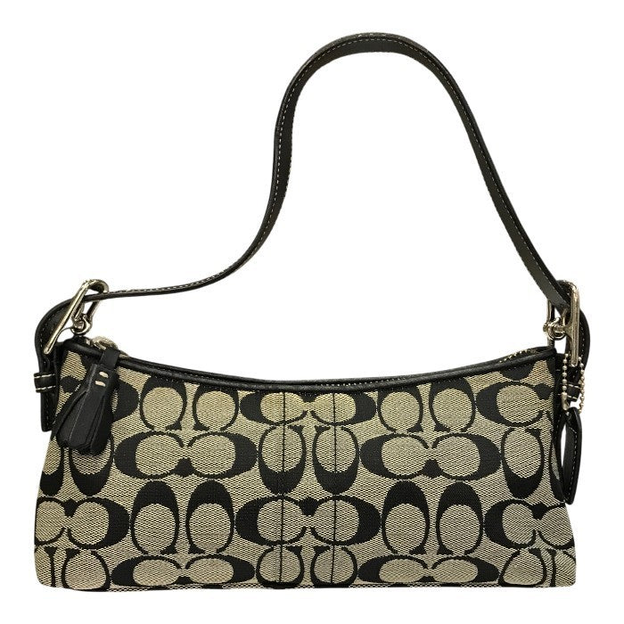 COACH コーチ シグネチャー アクセサリーポーチ レディース ハンドバッグ ショルダー キャンバス ブラック 6371 中古 T1