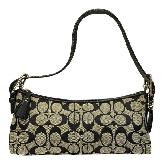 COACH コーチ シグネチャー アクセサリーポーチ レディース ハンドバッグ ショルダー キャンバス ブラック 6371 中古 T1