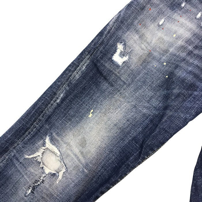 DSQUARED2 ディースクエアード デニムパンツ メンズ ジーンズ ボタンフライ ダメージ加工 インディゴブルー 48サイズ S74LB0871 S30342 中古 T1