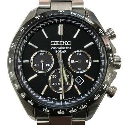 SEIKO セイコー 腕時計 メンズ ソーラー クロノグラフ アナログ SS シルバー/ブラック V175-0FA0 中古 T1