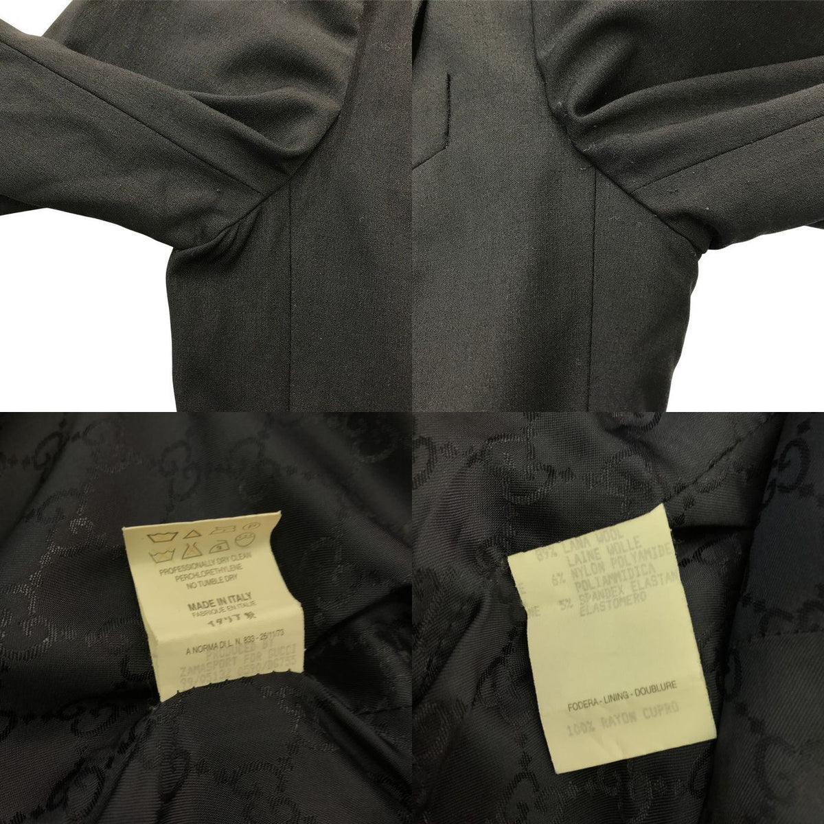 GUCCI グッチ テーラードジャケット レディース ウール シングルブレスト チェンジポケット チャコールグレー 中古 T1