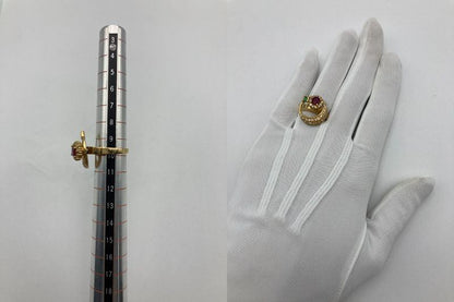 K18 ダイヤ0.45ct ルビー0.57ct スイングリング 10号 中古 D4