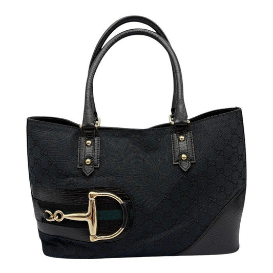 GUCCI グッチ ハンドバッグ レディース シェリーライン GG ブラック 137385 鞄 ブランド レディース おしゃれ レザー キャンバス 中古 W４