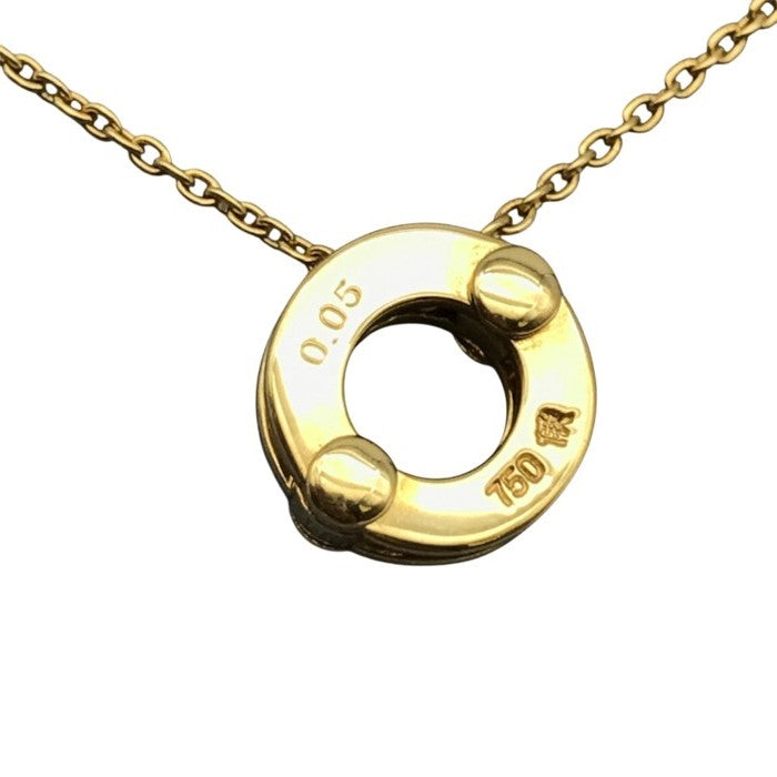 俄 NIWAKA K18/ダイヤモンド0.05ct ネックレス レディース ラウンド リング 750 イエローゴールド 45cm 中古 T1