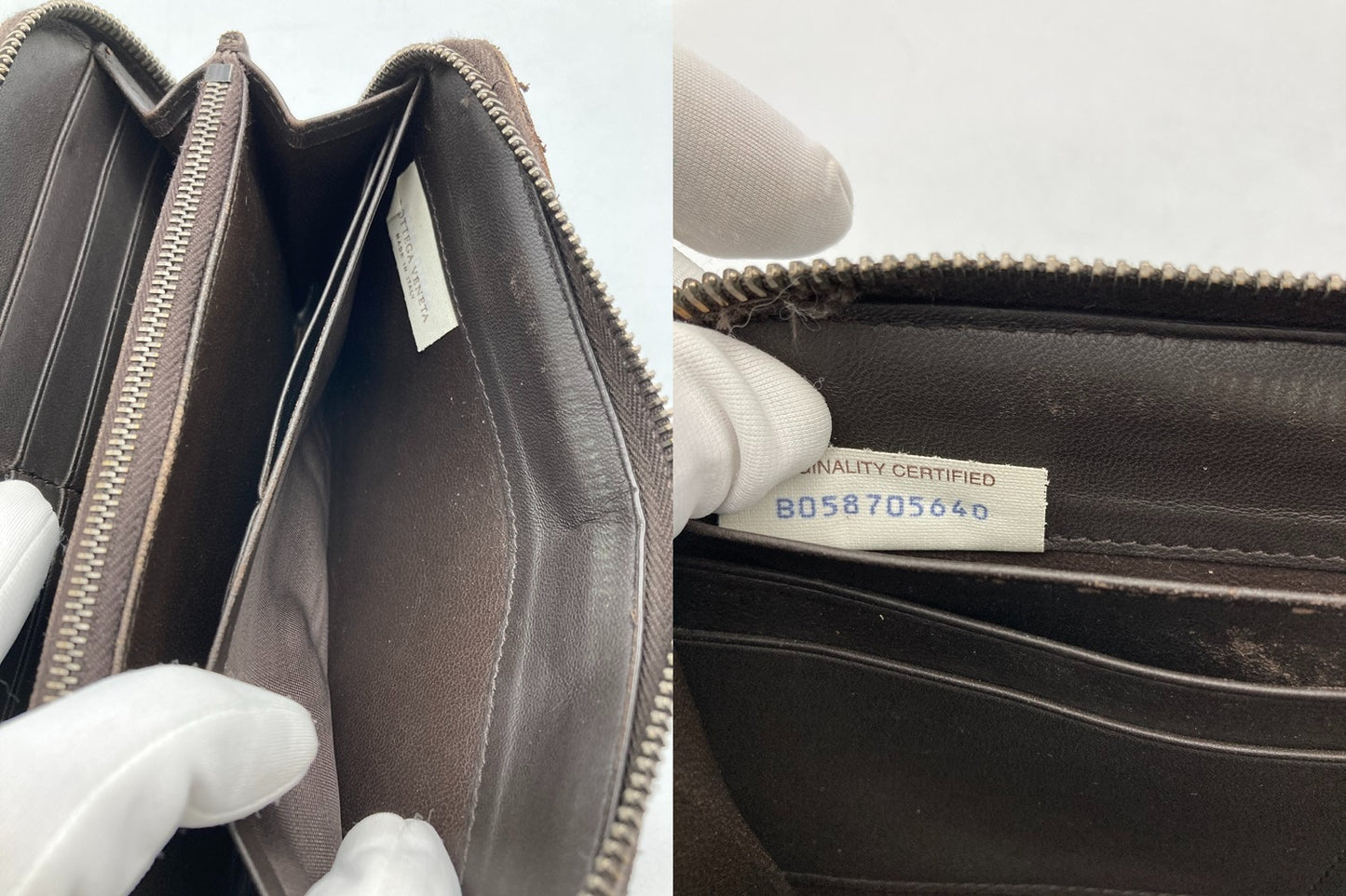 BOTTEGA VENETA ボッテガヴェネタ イントレチャート ラウンドファスナー長財布 中古 D4