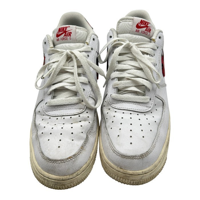 NIKE ナイキ エアフォース1 スニーカー メンズ ホワイト/レッドチェック 27cm DV0789 100 靴 シューズ かっこいい おしゃれ 中古 W1