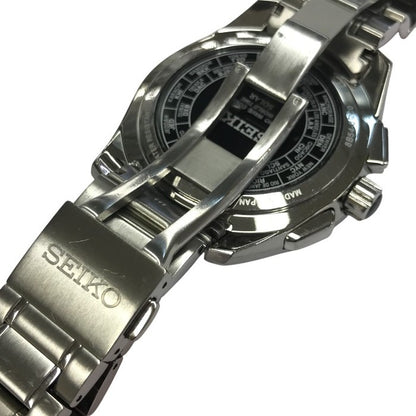 SEIKO セイコー BRIGHTZ ブライツ ワールドタイム 腕時計 メンズ ソーラー 電波 アナログ ブラック/シルバー 8B54-0BC0 中古 T1