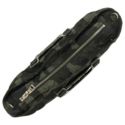 PRADA プラダ ハンドバッグ レディース 2way ショルダー カモフラージュ 迷彩柄 ナイロン 斜め掛け 三角プレート カーキグリーン 中古 T1