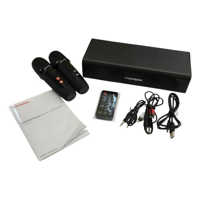 THOMSON カラオケプレーヤー マイク2本セット ブラック ワイヤレス Bluetooth スピーカー QY-K600 中古 T1