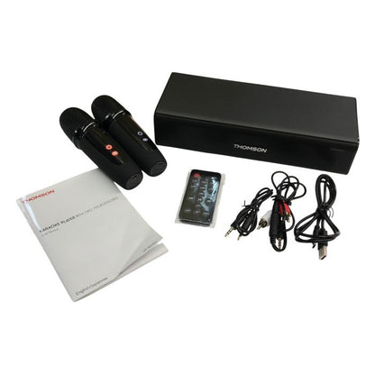 THOMSON カラオケプレーヤー マイク2本セット ブラック ワイヤレス Bluetooth スピーカー QY-K600 中古 T1