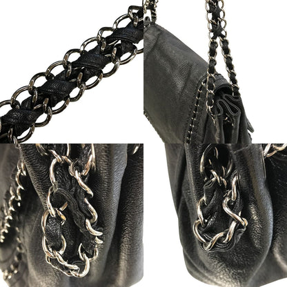 CHANEL シャネル ラグジュアリーライン ショルダーバッグ レディース レザー チェーンショルダー ココマーク シルバー金具 ブラック 中古 T1