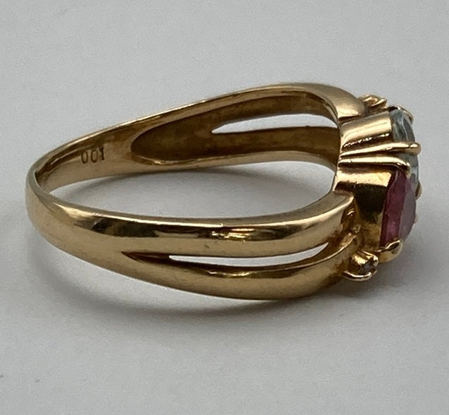 K18 ダイヤ0.01ct ハート石 リング 11号 中古 D4