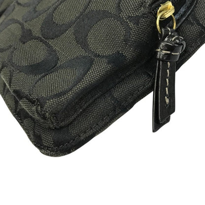 COACH コーチ シグネチャー ショルダーバッグ レディース キャンバス/レザー ミニサイズ セミショルダー 斜め掛け不可 ブラック 中古 T1