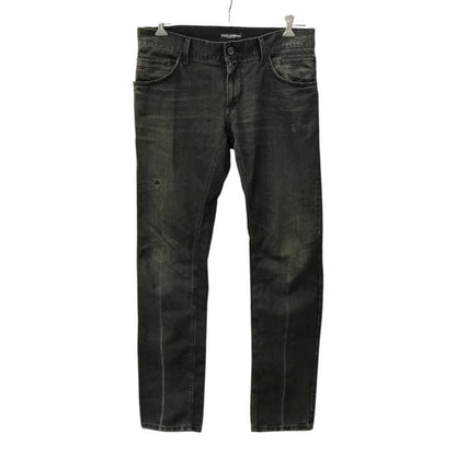 DOLCE&GABBANA ドルチェ&ガッバーナ デニムパンツ メンズ ダメージ加工 ジーンズ ブラックデニム 50サイズ G374LP G8G92 中古 T1