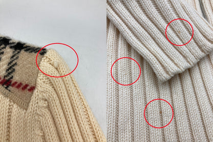 BURBERRY LONDON バーバリー ロンドン ノバチェック リブニット ジップアップ サイズ2 レディース 中古 D4