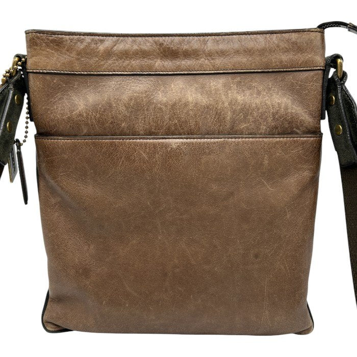 COACH コーチ ブリーカー レザー スウェード クロスボディ ショルダーバッグ 71096 ユニセックス ブラウン 本革 鞄 ブランド  中古 W４