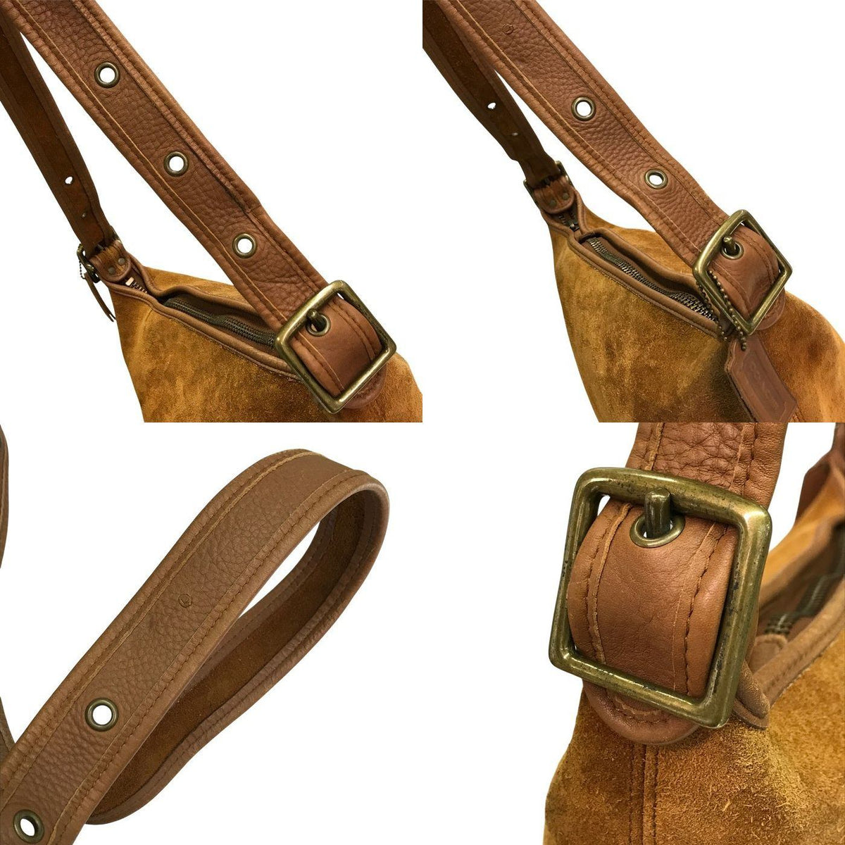 COACH コーチ ショルダーバッグ レディース スウェードレザー オールド スエード バケツ型 USA製 キャメルブラウン 9010 中古 T1
