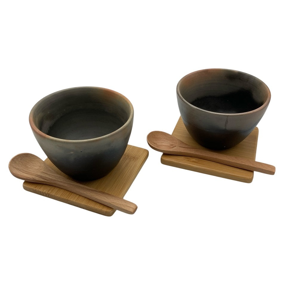 赤穂瀬戸内窯 雲火焼 長棟州彦 フリーカップ ペア 中古 D4