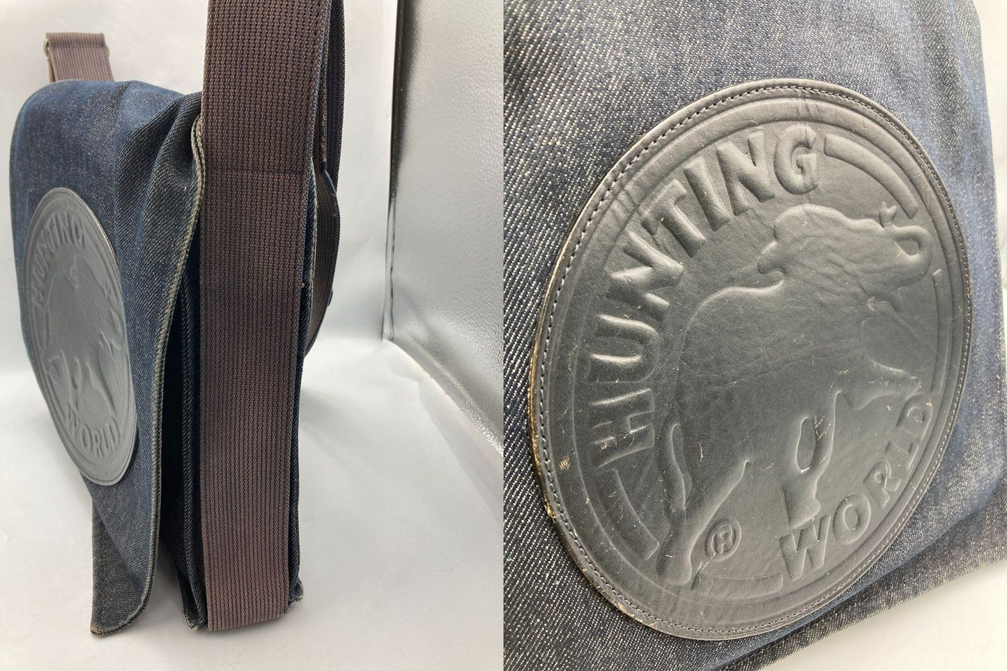 HUNTING WORLD ハンティングワールド デニム フラップ ショルダーバッグ 中古 D4