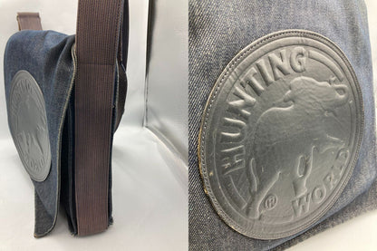 HUNTING WORLD ハンティングワールド デニム フラップ ショルダーバッグ 中古 D4