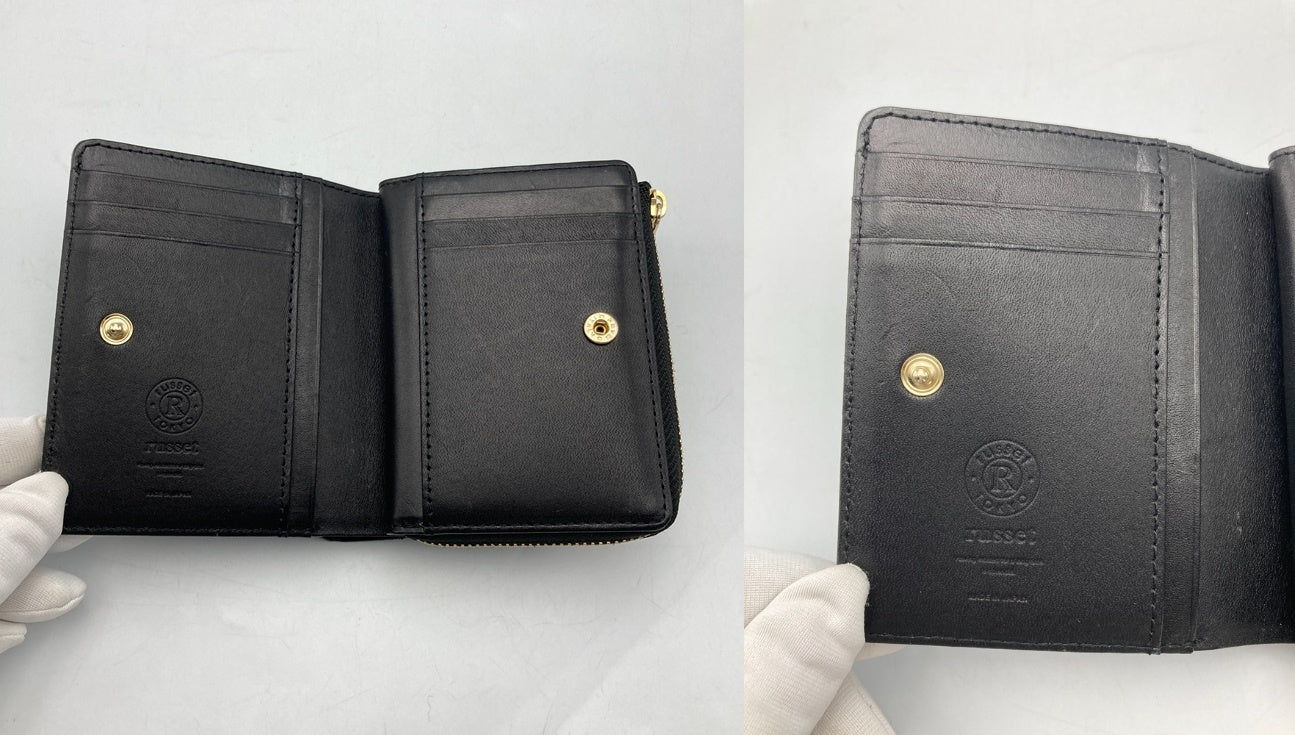 russet ラシット モノグラムプレス ハーフウォレット 2つ折り コンパクト財布 中古 D4