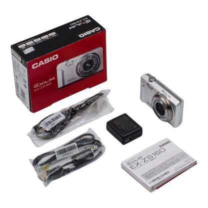 CASIO EXILIM デジタルカメラ 1610万画素CCD 広角24mm 光学12.5倍ズーム シルバー EX-ZS160SR 中古 a1