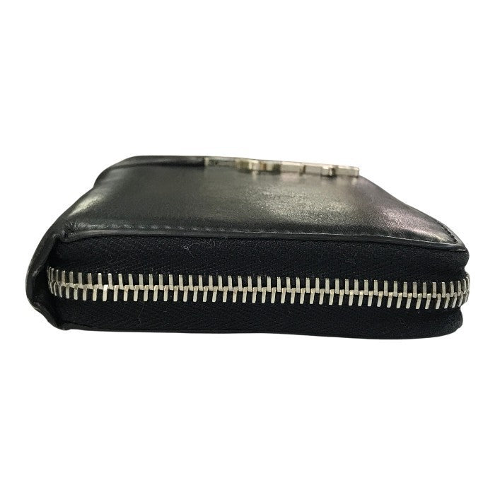 SAINT LAURENT サンローラン 長財布 ユニセックス ラウンドジップ レザー YSL ロゴ金具 ブラック 414570 中古 T1