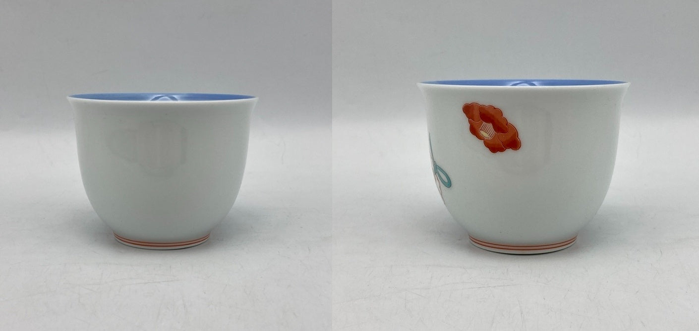 深川製磁 紅白花結び 急須茶器 中古 D4