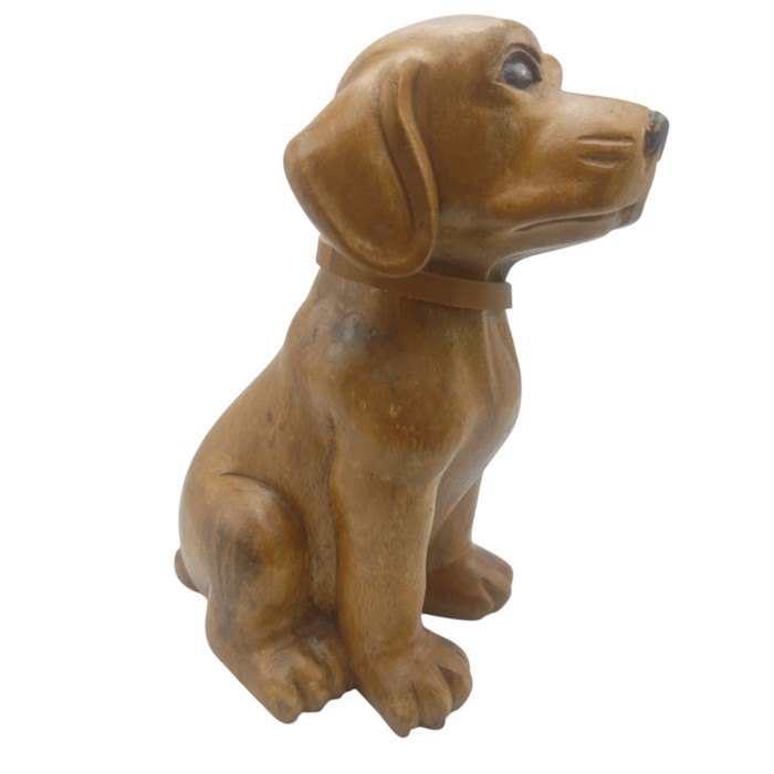 TOMIYA 木彫り 犬のオブジェ 中古 H4