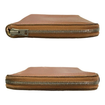 HERMES エルメス アザップロング シルクイン 長財布 レディース ラウンドジップ ファスナー スカーフ柄 ブラウン/オレンジ 中古 T1