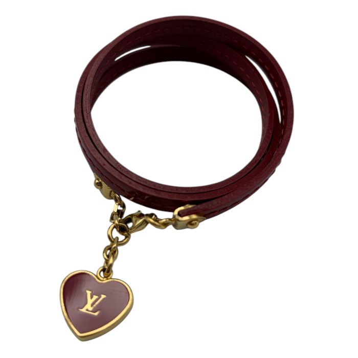 LOUIS VUITTON ルイヴィトン ブラスレ コミット ブレスレット レディース ヴェルニ エナメル ハート ロゴ ゴールド金具 レッド M6625F アクセサリー ブランド おしゃれ かわいい 中古 W４
