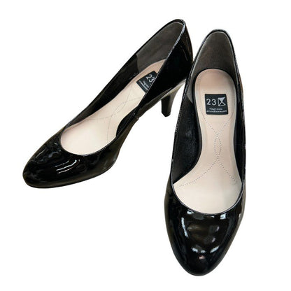 23区 Vingt-trois arrondissements エナメル パンプス 22cm 靴 シューズ ヒール レディース ブラック 中古 W４