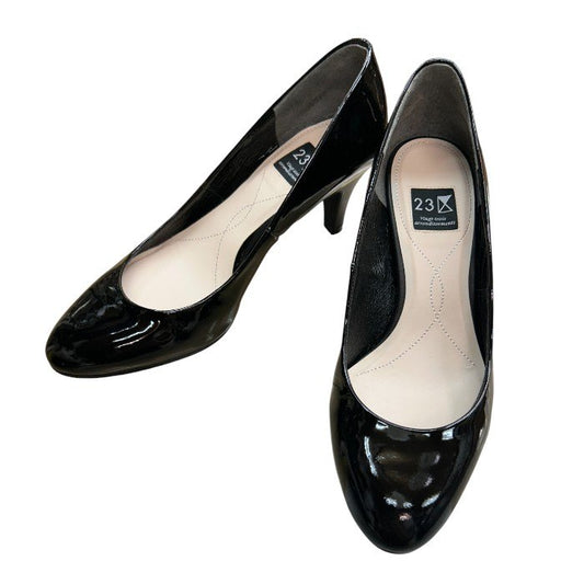 23区 Vingt-trois arrondissements エナメル パンプス 22cm 靴 シューズ ヒール レディース ブラック 中古 W４