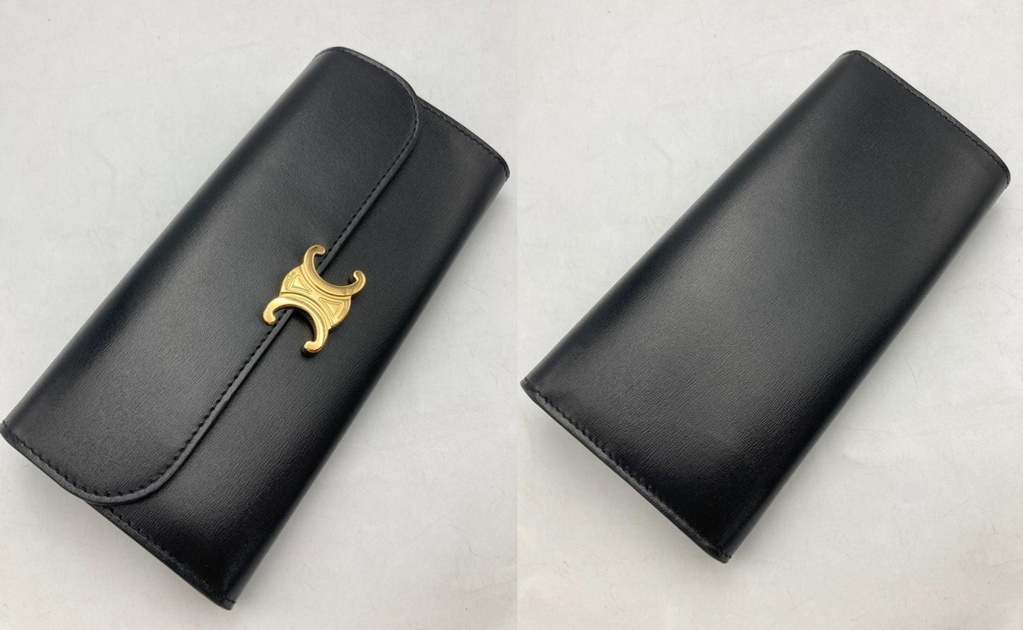 CELINE セリーヌ ラージウォレット トリオンフ / シャイニーカーフスキン 長財布 中古 D4