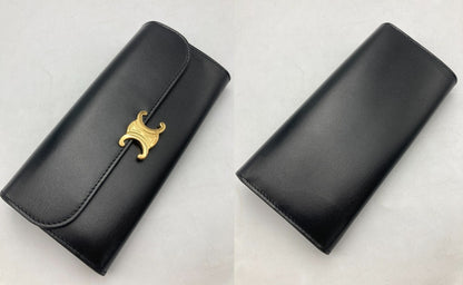 CELINE セリーヌ ラージウォレット トリオンフ / シャイニーカーフスキン 長財布 中古 D4