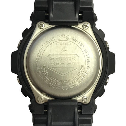 CASIO カシオ G-SHOCK 腕時計 メンズ クォーツ アナログ/デジタル メタルベゼル ブラック/ブルー AW-591-2AJF 中古 T1