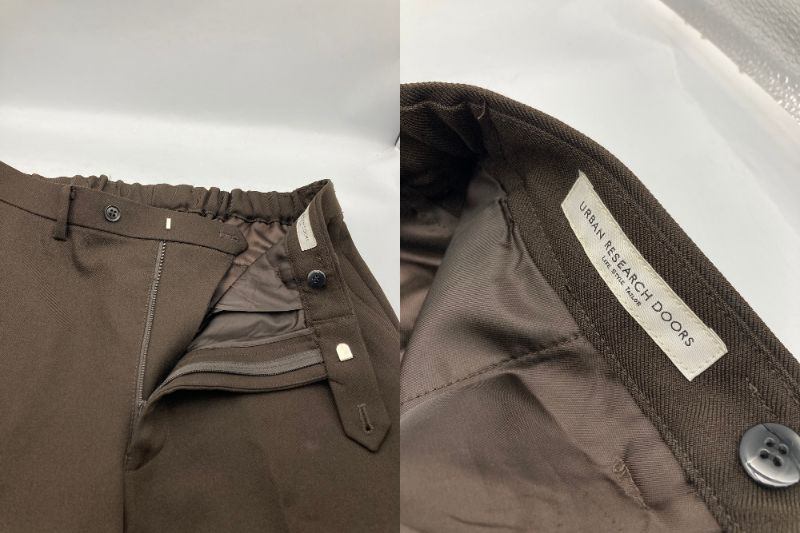 URBAN RESEARCH DOORS 『イージーケア』LIFE STYLE TAILOR ウールライクツイルコンフォータブルパンツ サイズXL ブラウン 中古 D4