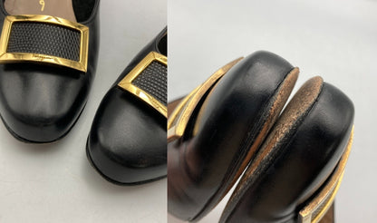 Salvatore Ferragamo サルヴァトーレフェラガモ レザー パンプス ブラック サイズ6 中古 D4