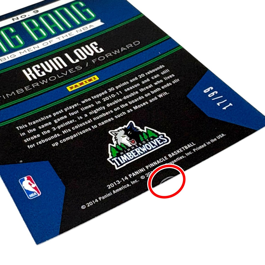 PANINI NBAカード PINNACLE BIG BANG DIE-CUT KEVIN LOVE TIMBERWOLVES /99 #9 中古 IT1