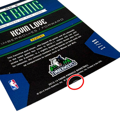 PANINI NBAカード PINNACLE BIG BANG DIE-CUT KEVIN LOVE TIMBERWOLVES /99 #9 中古 IT1