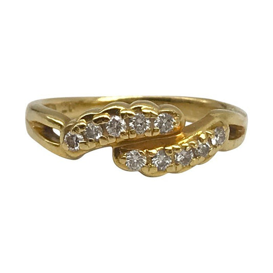 K18/ダイヤ 0.20ct リング レディース メレダイヤ イエローゴールド 12号 中古 T1