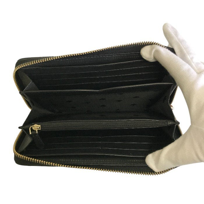 KATE SPADE ケイトスペード 長財布 レディース WLRU6340 001 ブラック レザー 札入れ カード入れ 小銭入れ 中古 W1
