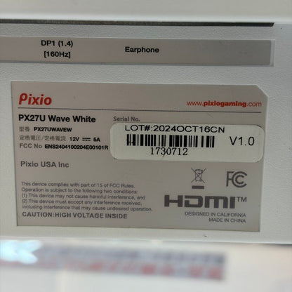 Pixio PX27U Wave White ゲーミングモニター 27インチ 160Hz 4K Fast IPS ホワイト 白 スピーカー内蔵 PX27UWAVEW ピクシオ モニター パソコン ゲーム 中古 W1