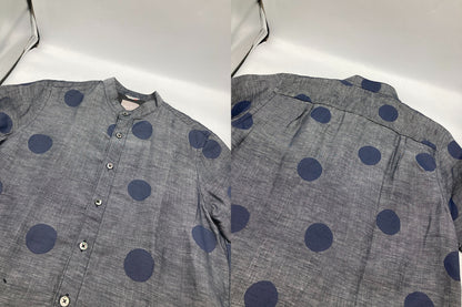 SOU・SOU ソウソウ 京型友禅染 麻混 バンドカラーシャツ 水玉 サイズSS 中古 D4