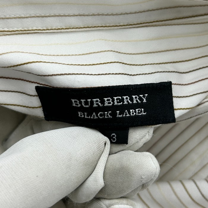 BURBERRY バーバリー BLACK LABEL ブラックレーベル ストライプ 半袖シャツ メンズ BMW31-812-43 3 トップス ポロシャツ 夏 中古 W４