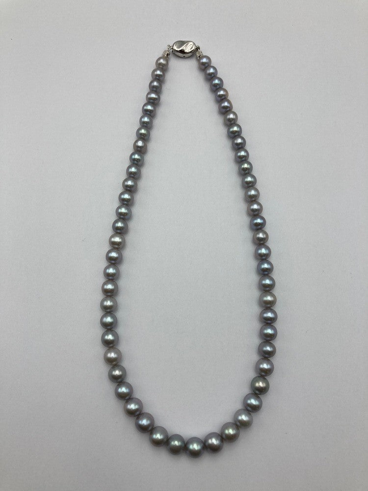 シルバー 4.5ー7.0mm グレーパール ネックレス 中古 D4